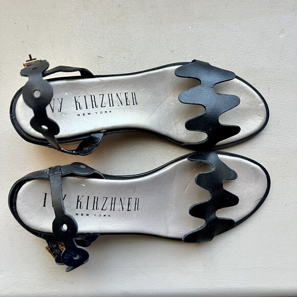 Ivy Kirzhner NY Lala Black Leather w/ Rose Gold Block Heel Sandal 38.5 US 8 - 8. - Picture 9 of 16